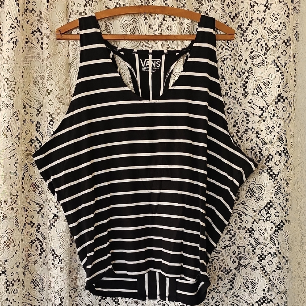 Vans Women's Black and White Striped Tank Top